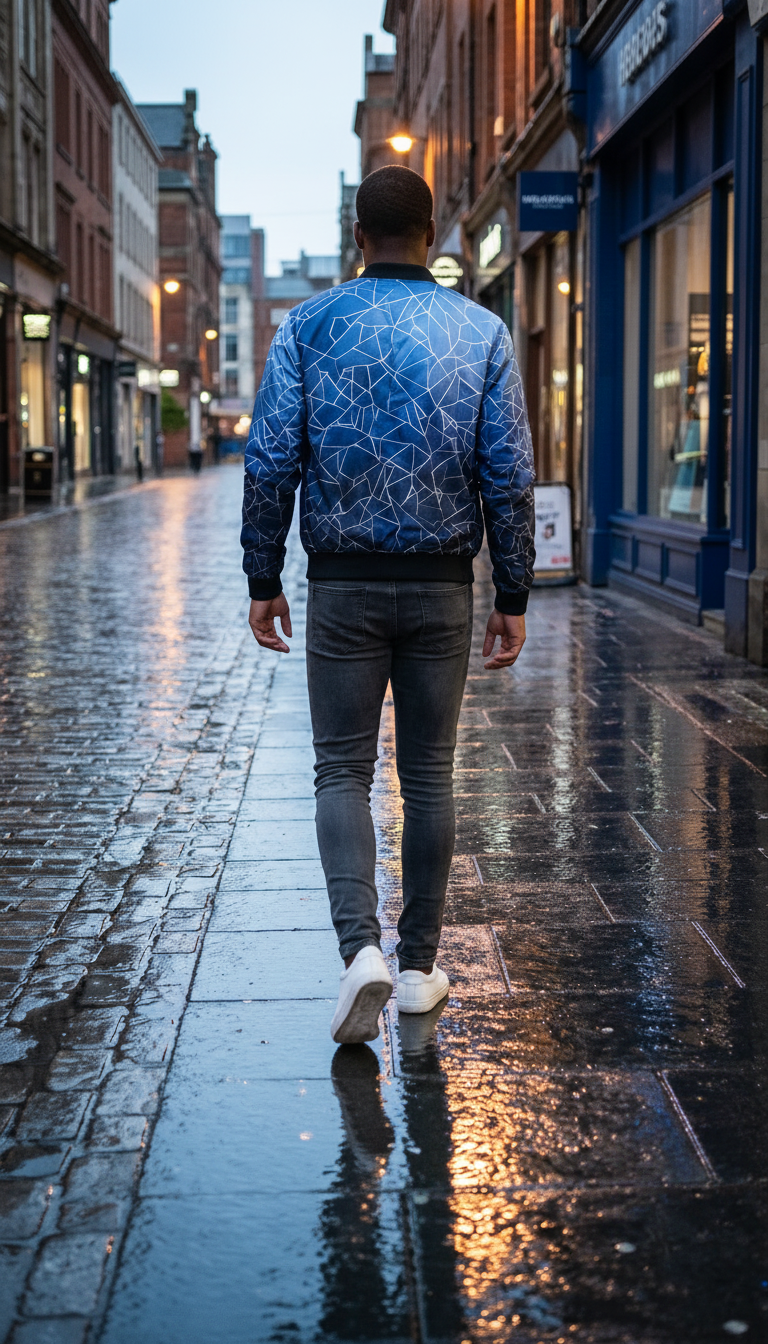 Mens Reversible Silk Bomber Jacket