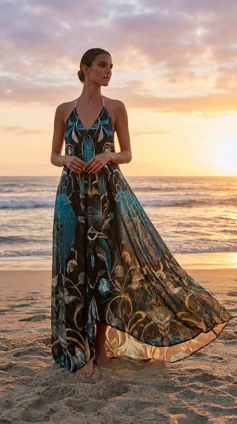 Halterneck backless dress