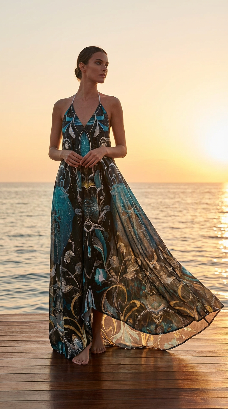 Halterneck backless dress