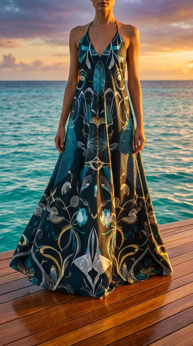 Halterneck backless dress