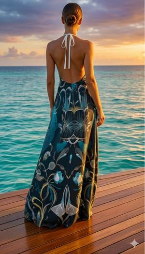 Halterneck backless dress