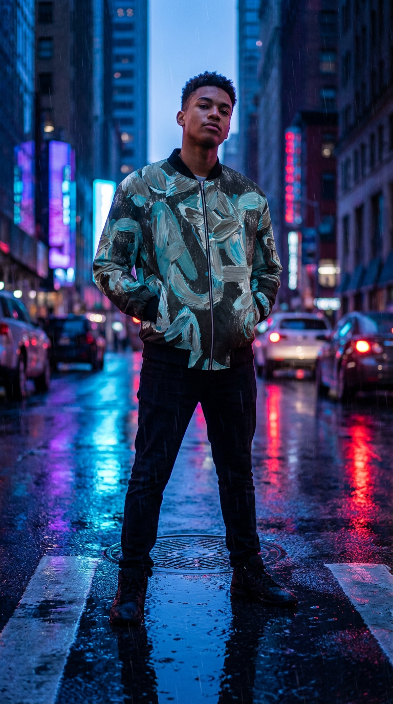 Mens Reversible Silk Bomber Jacket