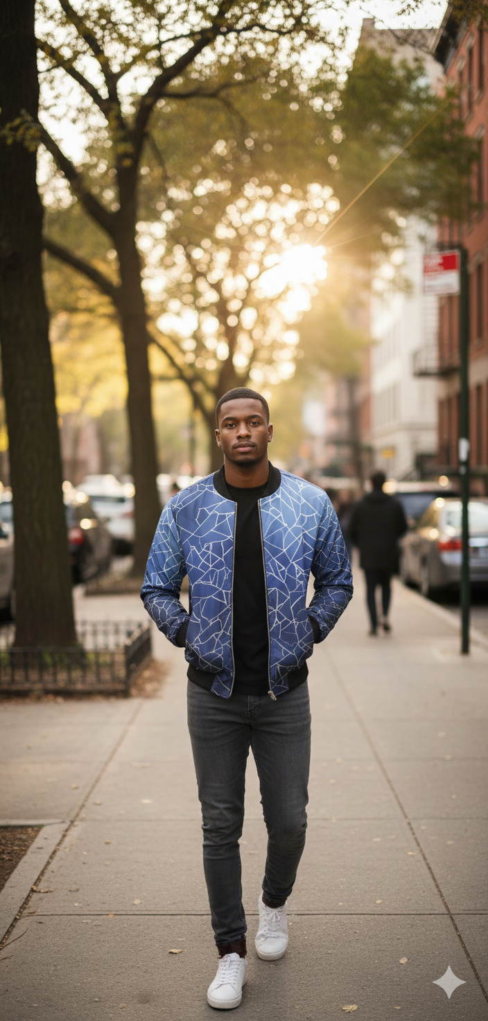 Mens Reversible Silk Bomber Jacket