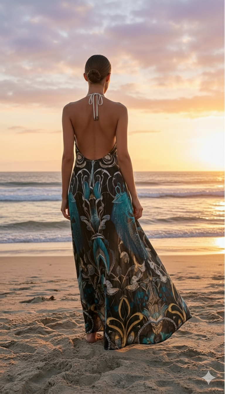 Halterneck backless dress