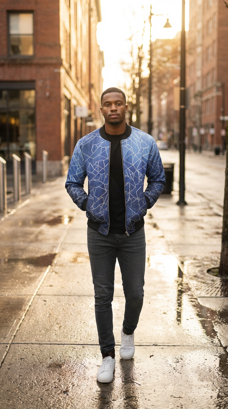 Mens Reversible Silk Bomber Jacket